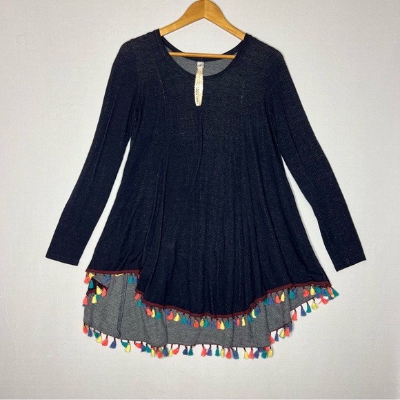 Uncle Frank Tops - Uncle Frank Anthropologie Tunic Top Long Sleeve Colorful Tassels Size S Women